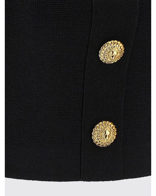 Balmain Black Cropped Knit Top