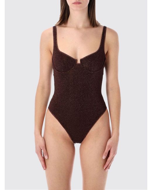 Oseree Black Lurex Jersey One-Piece Swimsuit