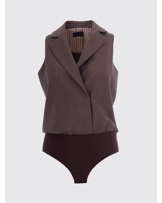 Liu Jo Gray Viscose Blend Bodysuit Vest
