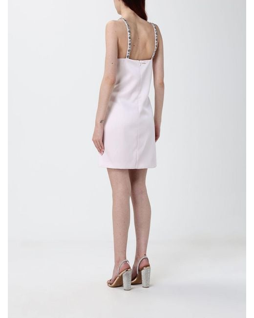 Twinset White Mini Crepe Dress With Rhinestones