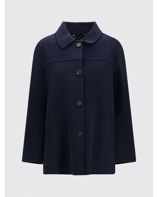 Max Mara Blue Single-Breasted Short Coat