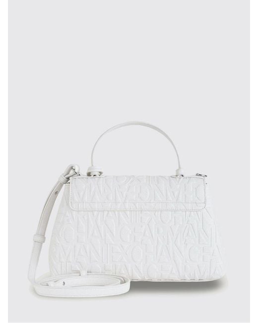 ARMANI EXCHANGE White Grained Synthetic Leather Bag With Embossed Logo