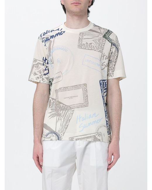 Emporio Armani White Printed Cotton Blend T-Shirt for men