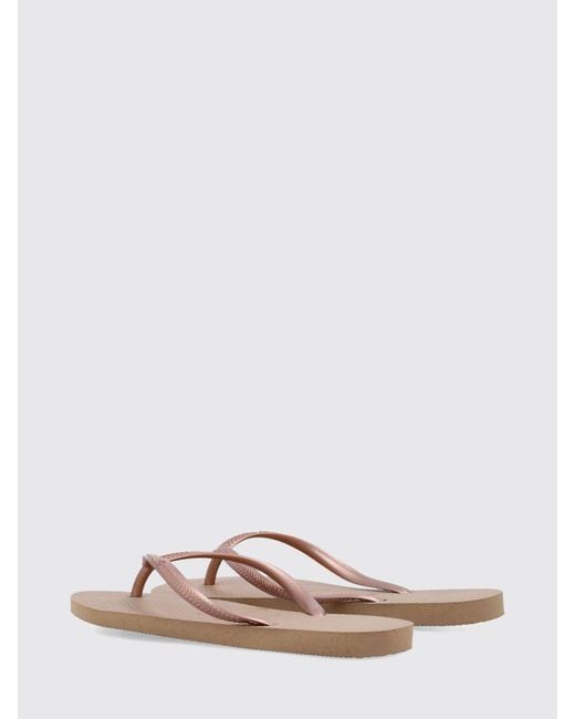 Havaianas Pink Slim Rubber Thong Sandals With Low Heel And Tone-On-Tone Logo