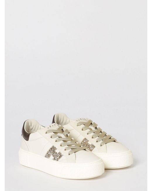 Hogan Natural Crosswind Glitter Leather Sneakers