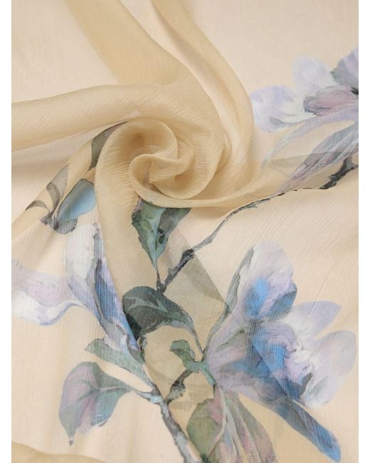 Ermanno Scervino Natural Floral Print Silk Scarf