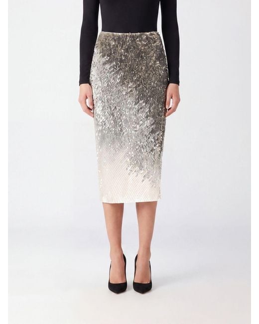 Elisabetta Franchi Black High-Waisted Midi Pencil Skirt With Embroidered Sequins