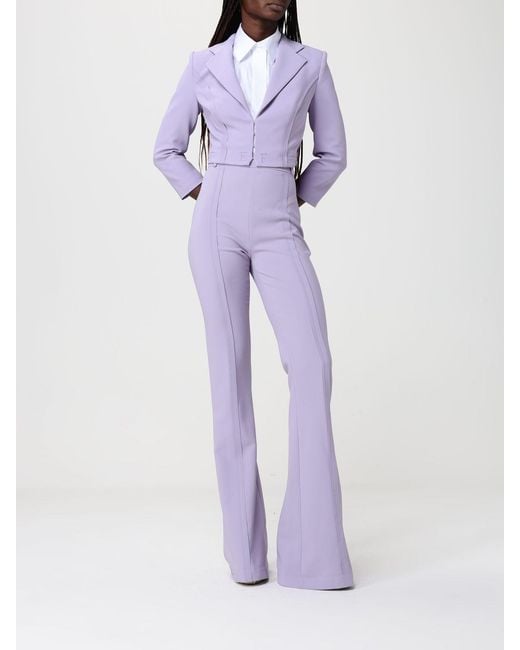 Elisabetta Franchi Purple Crepe Trousers