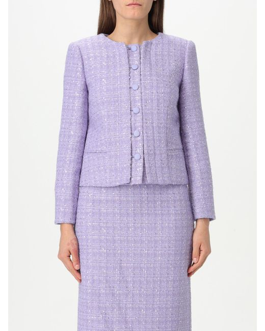 Emporio Armani Purple Tweed Short Blazer Jacket