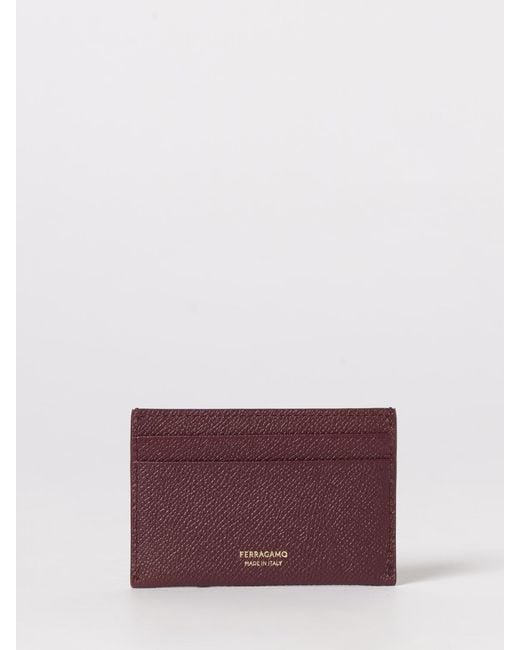 Ferragamo Purple Gancini Grained Leather Credit Card Holder