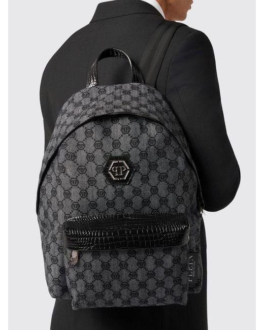 Philipp Plein Gray Backpack for men