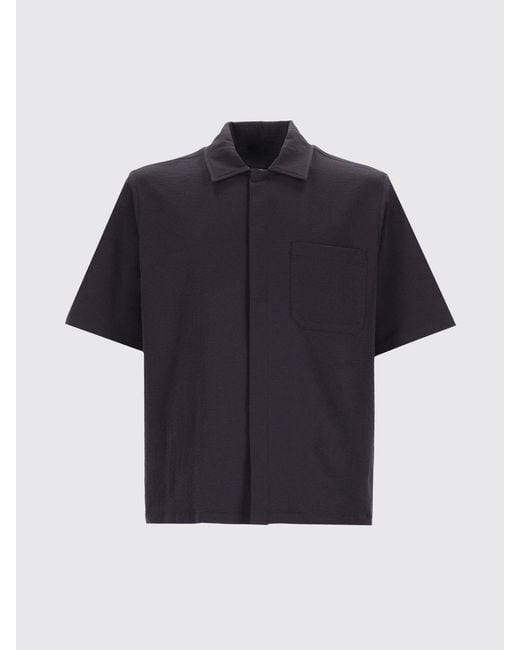 Camicia Casual A Maniche Corte Con Collo Francese E Tasche A Toppa di Herno in Blue da Uomo