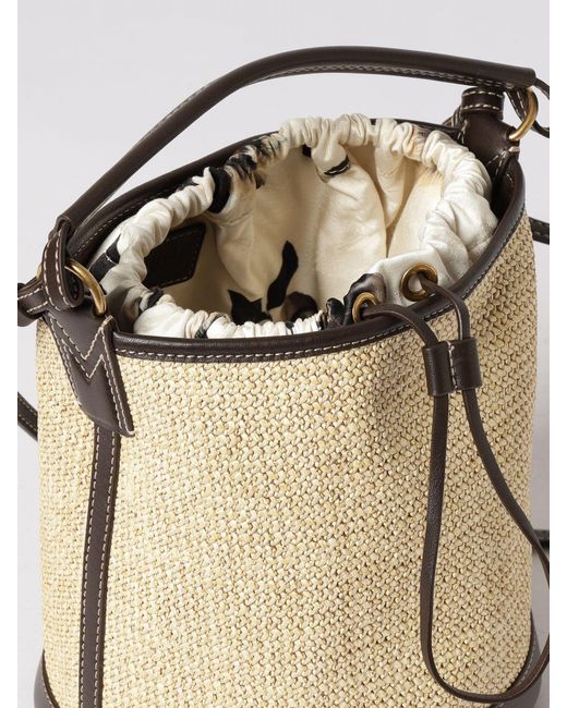 Antonio Marras Natural Straw And Leather Bucket Bag With Pouch
