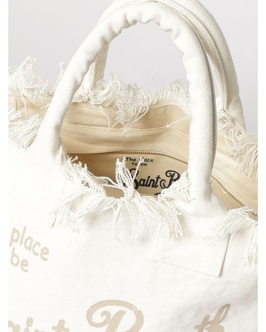 Mc2 Saint Barth Natural Printed Cotton Vanity Bag With Logo