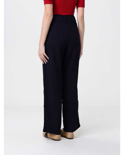 Barena Blue Wide-Leg Linen Blend Trousers