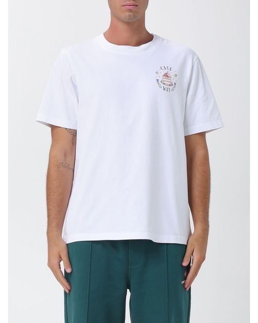 Casablanca White Organic Cotton Crew Neck T-Shirt With Logo Print for men