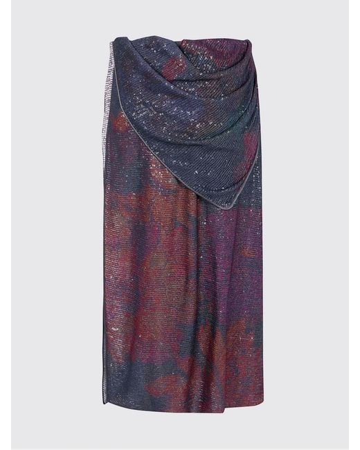 Maison Margiela Blue Asymmetrical Midi Skirt