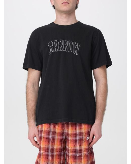 Barrow Black Cotton T-Shirt With Logo for men