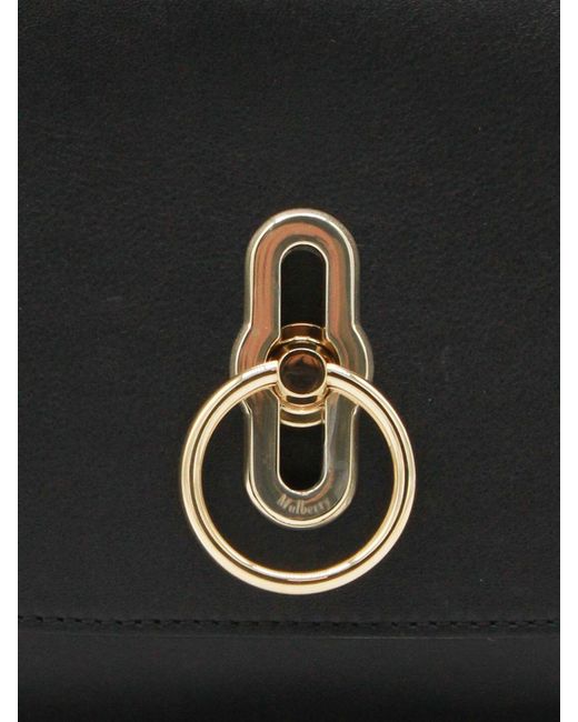 Mulberry Black Small Leather Handbag With Removable Strap And Top Handle