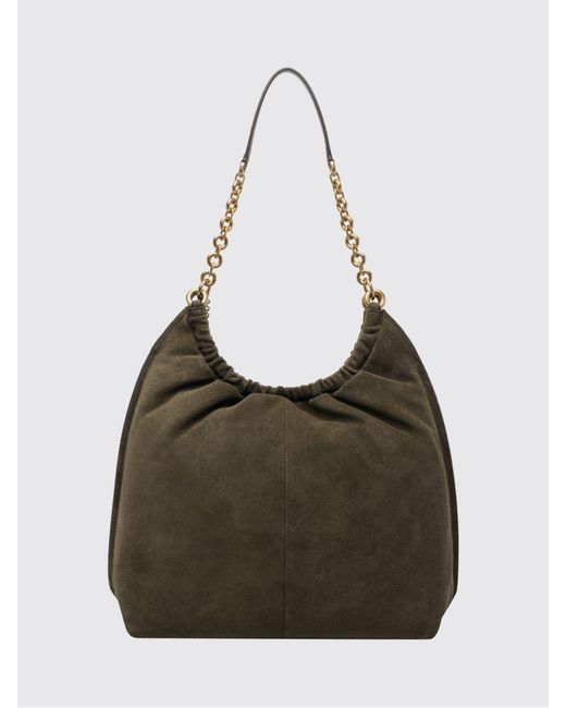 Michael Kors Green Indie Leather Shoulder Bag With Chain Handle And Logo Charm