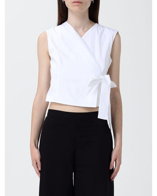 Liviana Conti White Cotton Blend Crop Vest