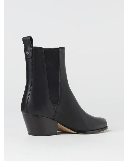 Michael Kors Black Kinlee Leather Ankle Boots With Monogram