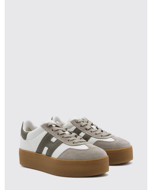 Hogan White Logo-Patch Platform Sneakers