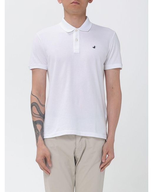 Brooksfield White Basic Cotton Polo Shirt With Logo for men