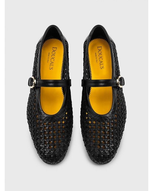 Doucal's Black Woven Nappa Leather Ballerinas