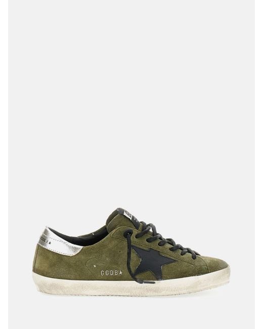 Golden Goose Deluxe Brand Green Super-Star Suede Sneakers With Distressed Effect for men