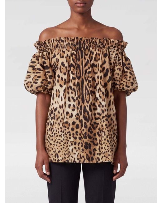 Dolce & Gabbana Brown Dolce &Amp Gabbana Cotton Top With Animal Print