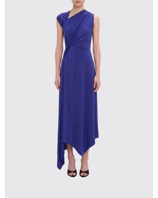 Victoria Beckham Blue Asymmetric Jersey Dress