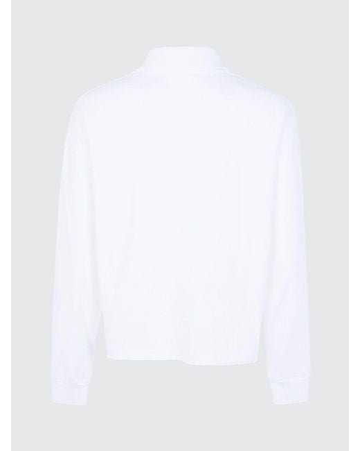 A.P.C. White Long-Sleeved Cotton Polo Shirt With Ribbed Collar And Logo