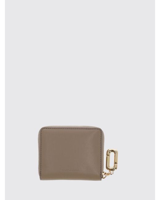 Marc Jacobs Gray Scene Small Leather Wallet With Zip Closure And Card Slots