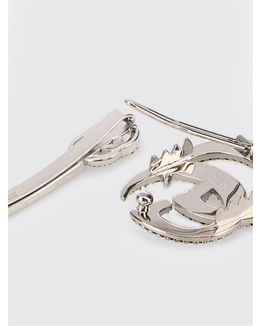 Gucci White Set Of 2 Metal And Rhinestone Hair Clips
