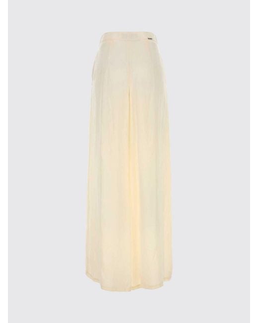 Blumarine Natural High-Waisted Wide-Leg Trousers