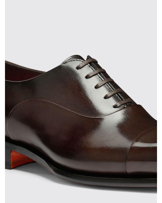 Santoni White Brushed Leather Oxford for men