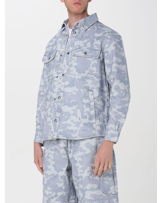 Overshirt in denim camouflage di Armani Exchange in Blue da Uomo
