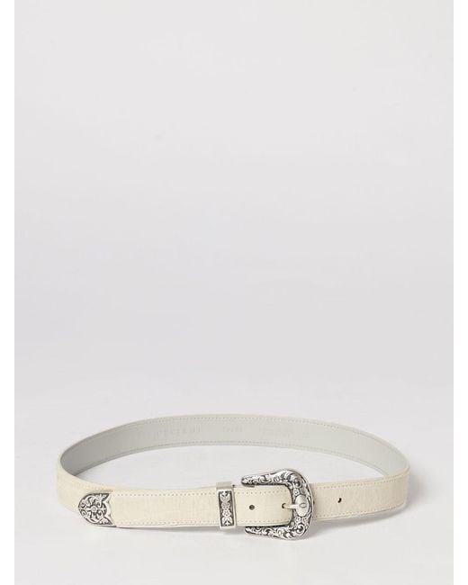 Orciani Natural Suede Belt With Crocodile Print And Engraved Buckle