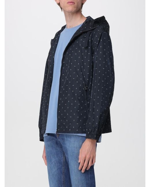 Emporio Armani Blue Logo-Print Hooded Jacket for men