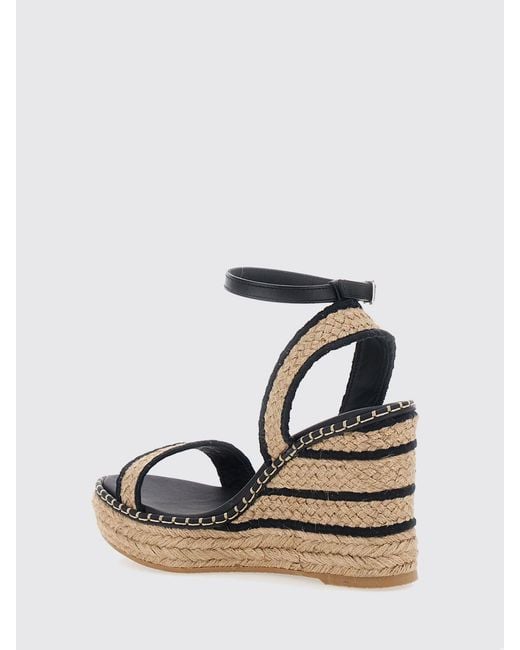 Castaner Natural Two-Tone Striped Raffia Wedge Sandals With Jute Platform
