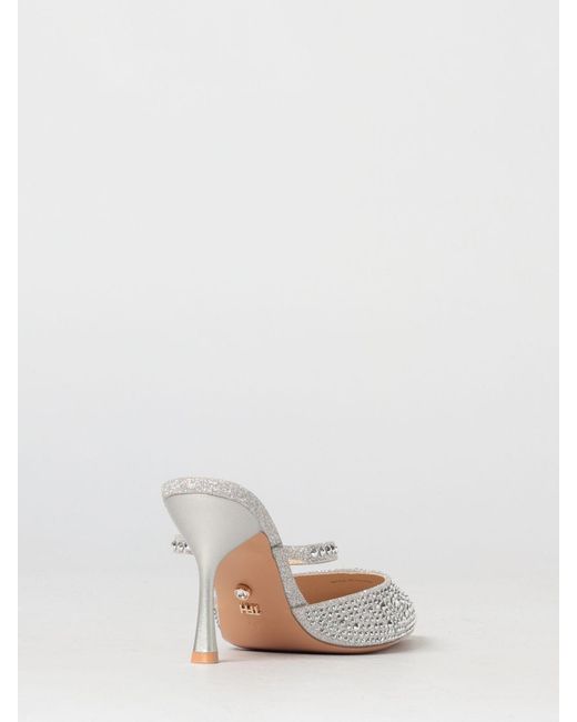 Twentyfourhaitch White Mango Glitter And Rhinestone Mules