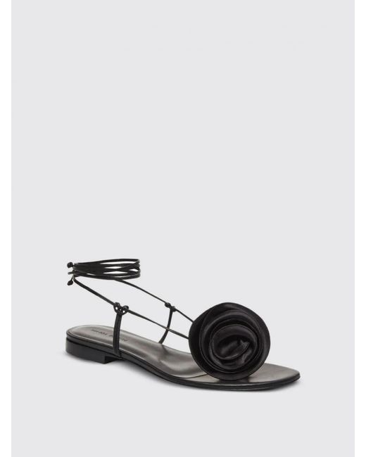 Magda Butrym Black Rose Accent Flat Sandals