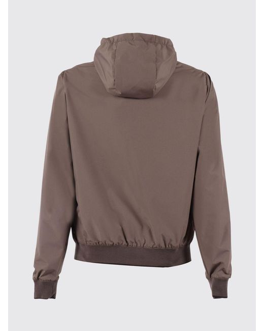 Moorer Brown Nylon Hooded Windbreaker for men