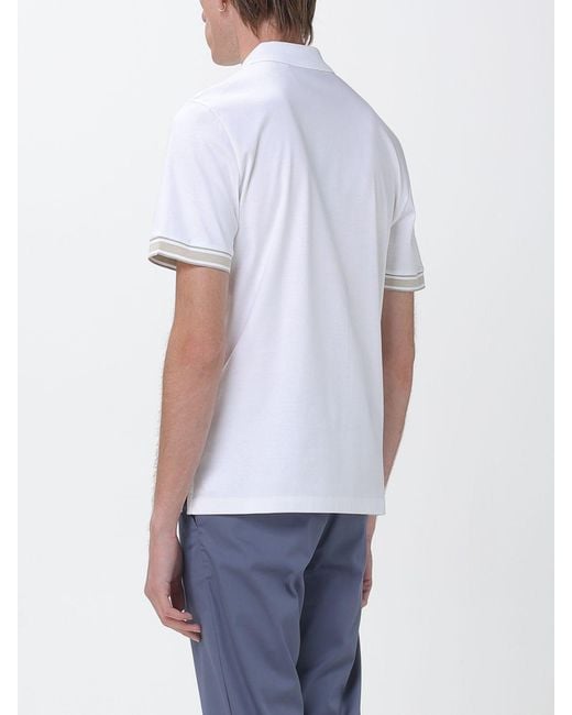 Boss White Cotton Polo Shirt With Logo for men