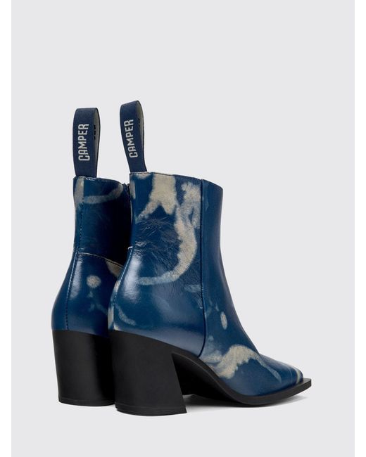 Camper Blue Karole Leather Ankle Boots