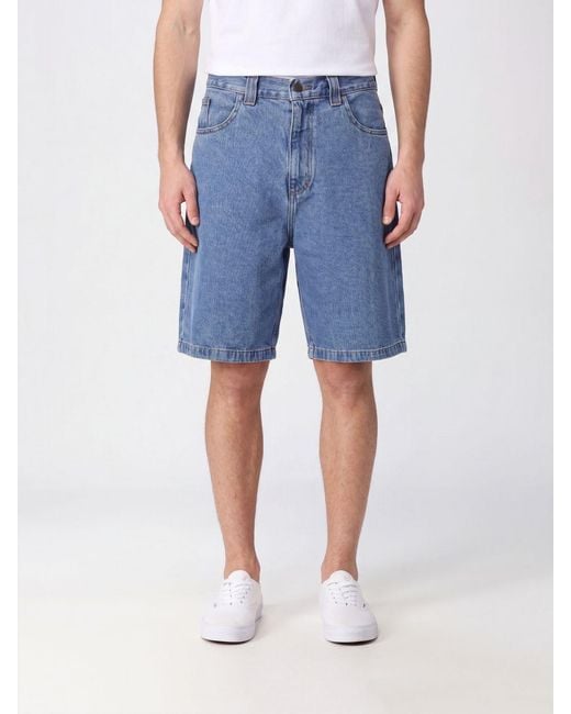 Carhartt Blue Cotton Denim Shorts for men
