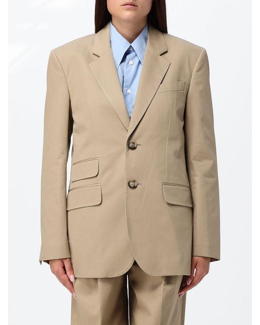 AMI Natural Single-Breasted Cotton Blazer With Lapels And Flap Pockets