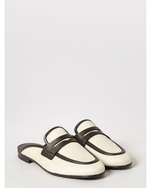 Brunello Cucinelli White Flat Mules