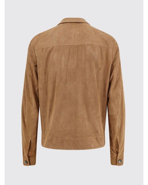 Boss Natural Perforated Suede Shirt Jacket With Flap Pockets for men